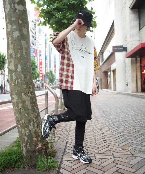 rovtski(ロフトスキー)の「【ビッグシルエット】JERZY CHECK MIX MIX DORMAN SHIRT/オーバーサイズ ジャージーチェックミックスドルマンTシャツ(Tシャツ/カットソー・メンズ・パープル系その他/イエロー系その他/レッド系その他・FREE)」の16枚目の写真