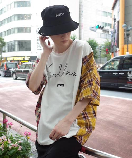 rovtski(ロフトスキー)の「【ビッグシルエット】JERZY CHECK MIX MIX DORMAN SHIRT/オーバーサイズ ジャージーチェックミックスドルマンTシャツ(Tシャツ/カットソー・メンズ・パープル系その他/イエロー系その他/レッド系その他・FREE)」の19枚目の写真