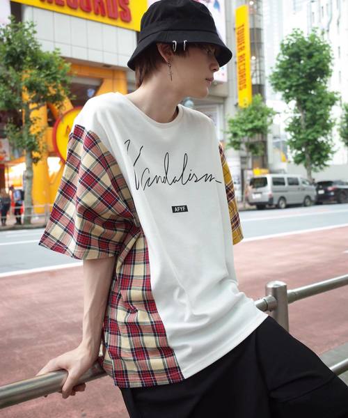 rovtski(ロフトスキー)の「【ビッグシルエット】JERZY CHECK MIX MIX DORMAN SHIRT/オーバーサイズ ジャージーチェックミックスドルマンTシャツ(Tシャツ/カットソー・メンズ・パープル系その他/イエロー系その他/レッド系その他・FREE)」の20枚目の写真