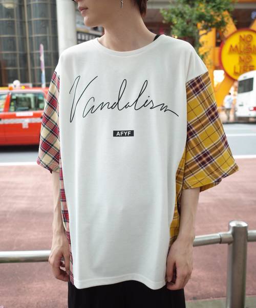 rovtski(ロフトスキー)の「【ビッグシルエット】JERZY CHECK MIX MIX DORMAN SHIRT/オーバーサイズ ジャージーチェックミックスドルマンTシャツ(Tシャツ/カットソー・メンズ・パープル系その他/イエロー系その他/レッド系その他・FREE)」の21枚目の写真