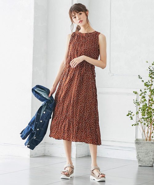 KOBE LETTUCE(コウベレタス)の「ワッシャーノースリーブマキシワンピース(ワンピース・レディース・レッド系その他/ベージュ/ブラウン系その他/ミント・FREE)」の7枚目の写真