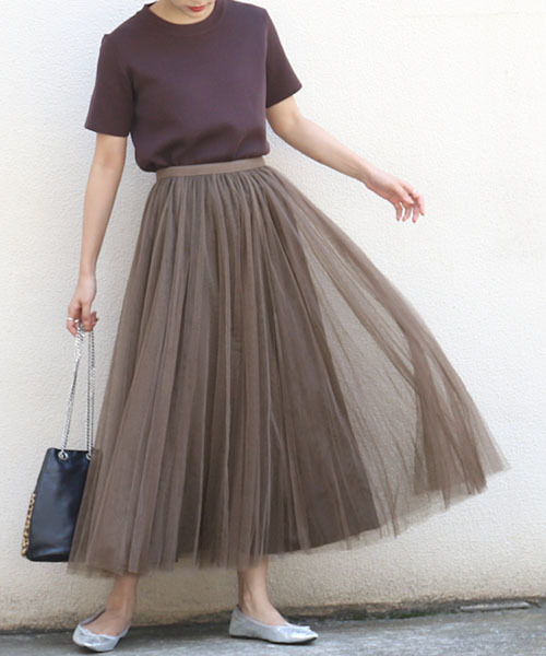 coca（coca）（コカ）の「長さ選べる上品カラーチュールスカート(SHORT)（スカート・レディース・ブラック/ベージュ/パープル/ブラウン/ラベンダー/ライトグレー/アイボリー/チャコールグレー・ONE SIZE）」の5枚目の写真