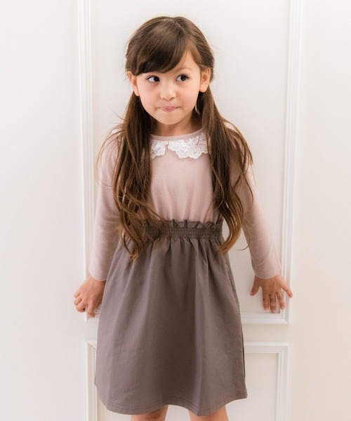 Catherine Cottage（キャサリンコテージ）の「リブドッキングワンピース（ワンピース・キッズ・ベージュ/アッシュブラウン/レッド/オリーブ/ネイビー/ホワイト系その他/ブラック系その他/ブラック系その他2/ブラック系その他3/グレー系その他/ブラウン系その他/ダークグレー/グリーン/ブルー系その他/ブルー系その他2・110/120/130/140/150）」の9枚目の写真