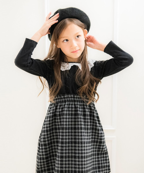 Catherine Cottage（キャサリンコテージ）の「リブドッキングワンピース（ワンピース・キッズ・ベージュ/アッシュブラウン/レッド/オリーブ/ネイビー/ホワイト系その他/ブラック系その他/ブラック系その他2/ブラック系その他3/グレー系その他/ブラウン系その他/ダークグレー/グリーン/ブルー系その他/ブルー系その他2・110/120/130/140/150）」の4枚目の写真