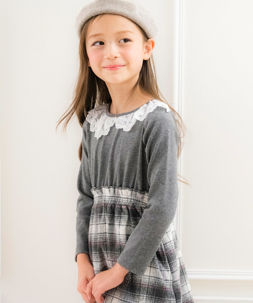 Catherine Cottage（キャサリンコテージ）の「リブドッキングワンピース（ワンピース・キッズ・ベージュ/アッシュブラウン/レッド/オリーブ/ネイビー/ホワイト系その他/ブラック系その他/ブラック系その他2/ブラック系その他3/グレー系その他/ブラウン系その他/ダークグレー/グリーン/ブルー系その他/ブルー系その他2・110/120/130/140/150）」の8枚目の写真