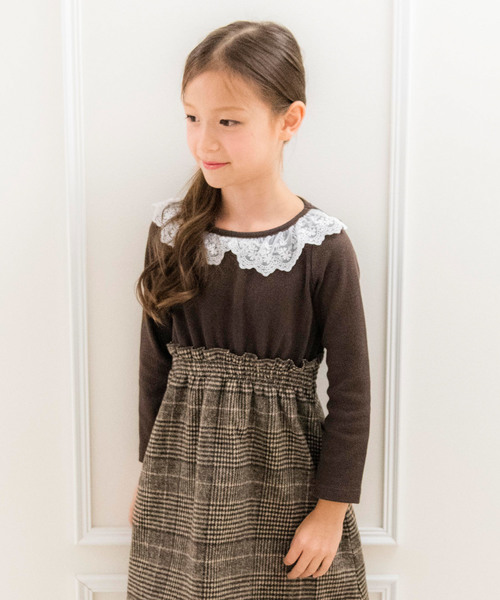 Catherine Cottage（キャサリンコテージ）の「リブドッキングワンピース（ワンピース・キッズ・ベージュ/アッシュブラウン/レッド/オリーブ/ネイビー/ホワイト系その他/ブラック系その他/ブラック系その他2/ブラック系その他3/グレー系その他/ブラウン系その他/ダークグレー/グリーン/ブルー系その他/ブルー系その他2・110/120/130/140/150）」の10枚目の写真