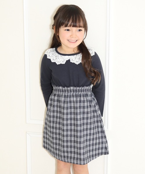 Catherine Cottage（キャサリンコテージ）の「リブドッキングワンピース（ワンピース・キッズ・ベージュ/アッシュブラウン/レッド/オリーブ/ネイビー/ホワイト系その他/ブラック系その他/ブラック系その他2/ブラック系その他3/グレー系その他/ブラウン系その他/ダークグレー/グリーン/ブルー系その他/ブルー系その他2・110/120/130/140/150）」の15枚目の写真