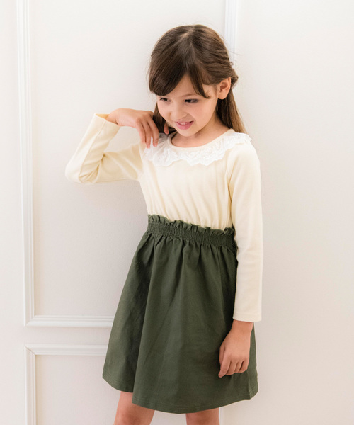 Catherine Cottage（キャサリンコテージ）の「リブドッキングワンピース（ワンピース・キッズ・ベージュ/アッシュブラウン/レッド/オリーブ/ネイビー/ホワイト系その他/ブラック系その他/ブラック系その他2/ブラック系その他3/グレー系その他/ブラウン系その他/ダークグレー/グリーン/ブルー系その他/ブルー系その他2・110/120/130/140/150）」の12枚目の写真