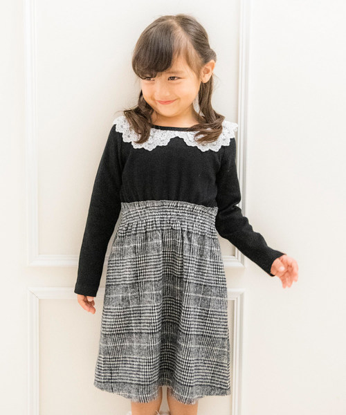 Catherine Cottage（キャサリンコテージ）の「リブドッキングワンピース（ワンピース・キッズ・ベージュ/アッシュブラウン/レッド/オリーブ/ネイビー/ホワイト系その他/ブラック系その他/ブラック系その他2/ブラック系その他3/グレー系その他/ブラウン系その他/ダークグレー/グリーン/ブルー系その他/ブルー系その他2・110/120/130/140/150）」の6枚目の写真