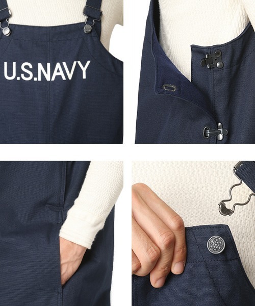 WAIPER.inc（ワイパーインク）の「米海軍 U.S.NAVY 大戦後期フックデッキパンツ WAIPER.inc NAVY（サロペット/オーバーオール・メンズ・ネイビー・S/M/L）」の9枚目の写真