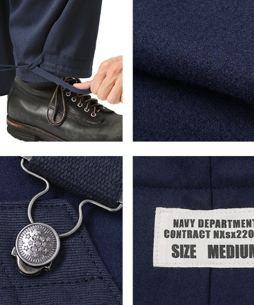WAIPER.inc（ワイパーインク）の「米海軍 U.S.NAVY 大戦後期フックデッキパンツ WAIPER.inc NAVY（サロペット/オーバーオール・メンズ・ネイビー・S/M/L）」の10枚目の写真