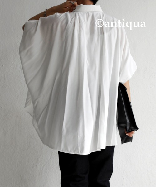 antiqua(アンティカ)の「半袖ワイドシャツ(シャツ/ブラウス・レディース・オフホワイト/ブラウン系その他/ブラック・FREE)」の19枚目の写真
