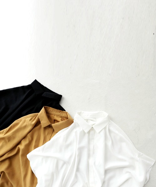 antiqua(アンティカ)の「半袖ワイドシャツ(シャツ/ブラウス・レディース・オフホワイト/ブラウン系その他/ブラック・FREE)」の12枚目の写真