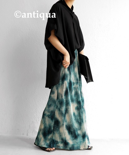 antiqua(アンティカ)の「半袖ワイドシャツ(シャツ/ブラウス・レディース・オフホワイト/ブラウン系その他/ブラック・FREE)」の16枚目の写真