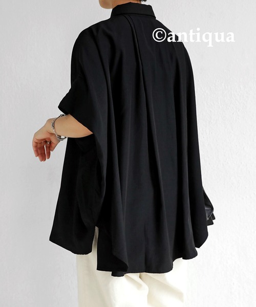 antiqua(アンティカ)の「半袖ワイドシャツ(シャツ/ブラウス・レディース・オフホワイト/ブラウン系その他/ブラック・FREE)」の13枚目の写真