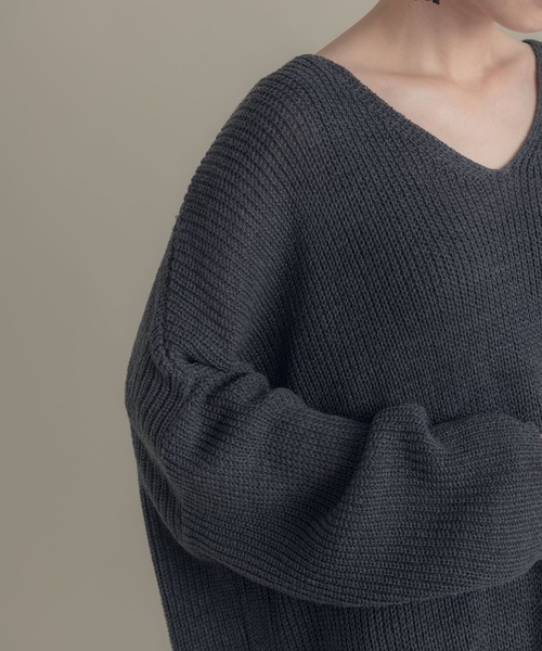 Libra Cue（リブラ キュー）の「Libra ルーズフィットニットロングワンピ（ワンピース・レディース・アイボリー/ブラック/グレー・FREE）」の14枚目の写真