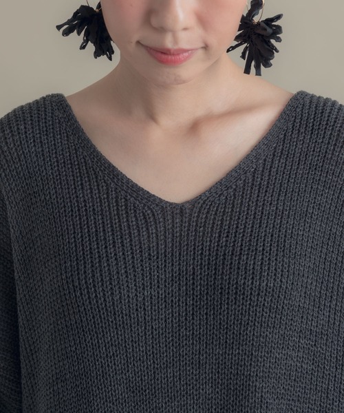 Libra Cue（リブラ キュー）の「Libra ルーズフィットニットロングワンピ（ワンピース・レディース・アイボリー/ブラック/グレー・FREE）」の17枚目の写真