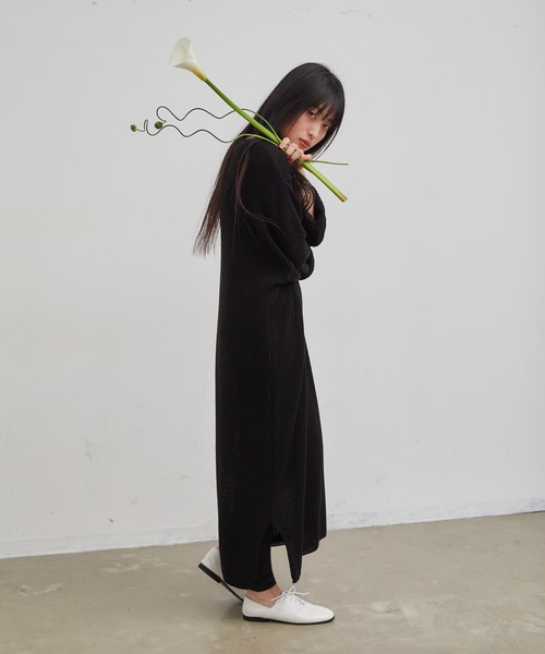 Libra Cue（リブラ キュー）の「Libra ルーズフィットニットロングワンピ（ワンピース・レディース・アイボリー/ブラック/グレー・FREE）」の22枚目の写真