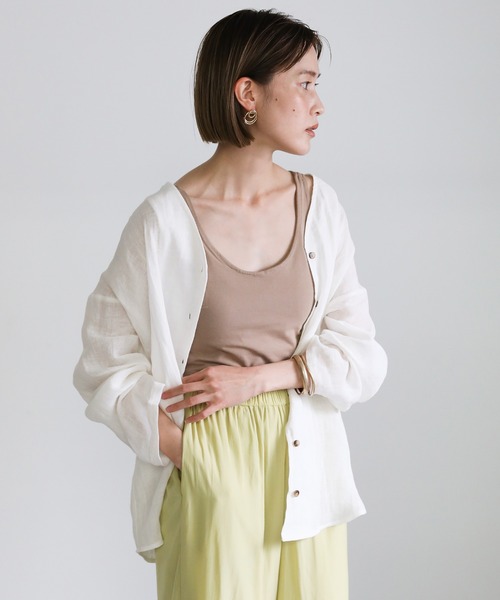 リネンノーカラーブラウス(シャツ/ブラウス)|select MOCA(セレクト リネンノーカラーブラウス(シャツ/ブラウス)|select MOCA(セレクト