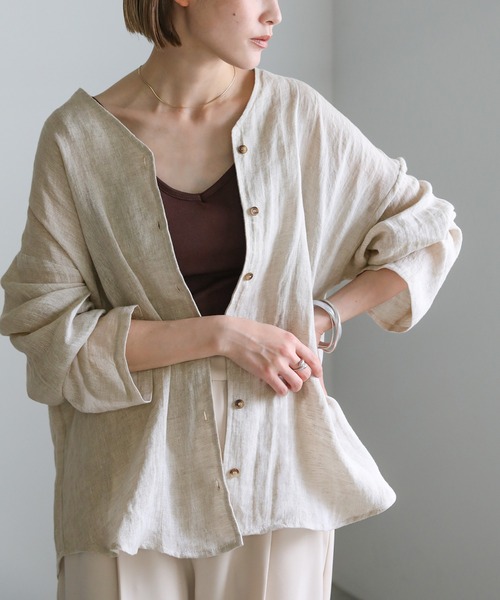 美品 GASA ガサ ノーカラー リネン ブラウス シャツ 日本製 美品 GASA ガサ ノーカラー リネン ブラウス シャツ 日本製 Amazon