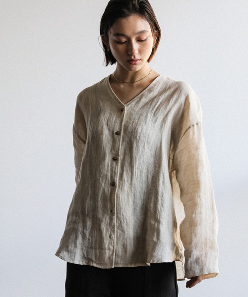 美品 GASA ガサ ノーカラー リネン ブラウス シャツ 日本製 美品 GASA ガサ ノーカラー リネン ブラウス シャツ 日本製 Amazon