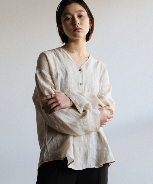 リネンノーカラーブラウス（シャツ/ブラウス）｜select MOCA（セレクト