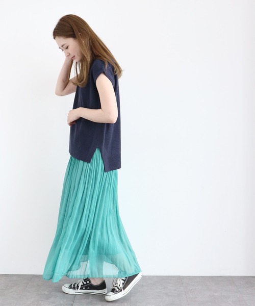 AMERICAN HOLIC(アメリカンホリック)の「シアープリーツロングスカート *〇(スカート・レディース・ライトベージュ/グリーン/レオパード/その他5/ストライプ・M/L)」の14枚目の写真