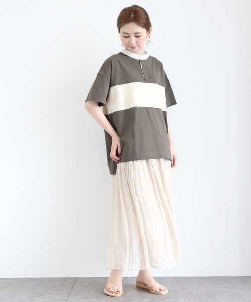 AMERICAN HOLIC(アメリカンホリック)の「シアープリーツロングスカート *〇(スカート・レディース・ライトベージュ/グリーン/レオパード/その他5/ストライプ・M/L)」の9枚目の写真