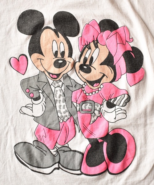 USA 80sミッキー ミニー バイカー プリントTシャツ 古着 80s USA製 Disney ミッキー ミニー クラシックカー