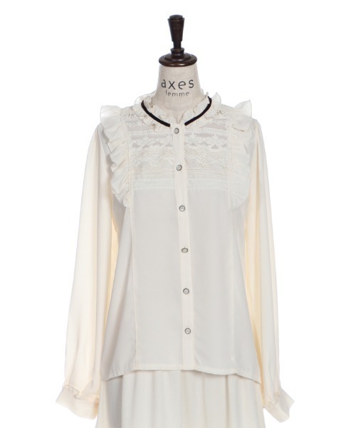 axes femme(アクシーズファム)の「ブローチ付ヴィンテージBL(シャツ/ブラウス・レディース・ブラック/グレー/ワイン/キナリ/ピンク/ラベンダー・MEDIUM/LARGE)」の12枚目の写真