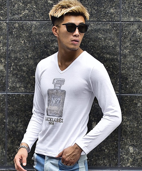 秋冬新作 ラインストーンvネック長袖tシャツ ロンティー ロンt メンズ Tシャツ カットソー Joker ジョーカー のファッション通販 Zozotown