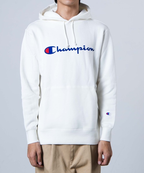 Champion(チャンピオン)の「WEGO/Champion 起毛ロゴプルパーカー(パーカー・メンズ・ホワイト/ブラック/ダークグリーン・LARGE/MEDIUM)」の13枚目の写真