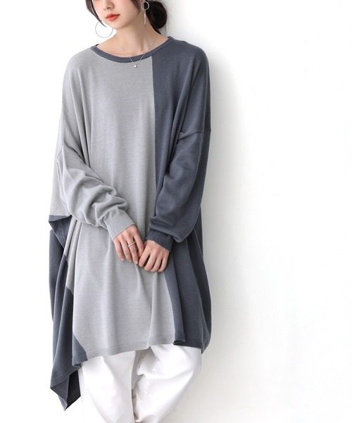 セール バイカラー変形チュニックニットワンピース チュニック N Orlabel ノアールレーベル のファッション通販 Zozotown