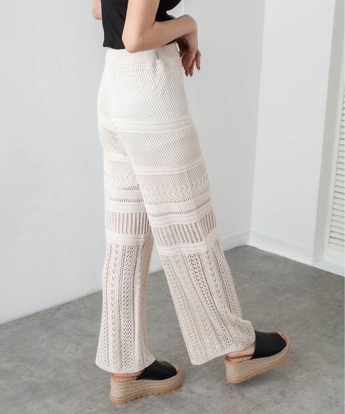 RASVOA（ラスボア）の「【WEB限定】クロシェストレートパンツ（その他パンツ・レディース・アイボリー/ブラック・FREE）」の5枚目の写真