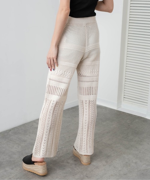 RASVOA（ラスボア）の「【WEB限定】クロシェストレートパンツ（その他パンツ・レディース・アイボリー/ブラック・FREE）」の6枚目の写真