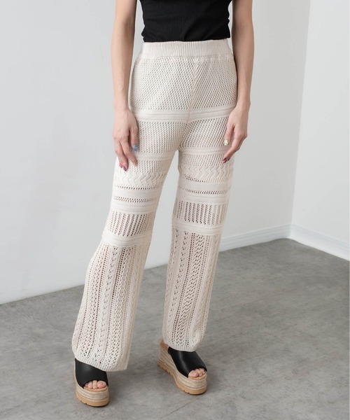 RASVOA（ラスボア）の「【WEB限定】クロシェストレートパンツ（その他パンツ・レディース・アイボリー/ブラック・FREE）」の7枚目の写真