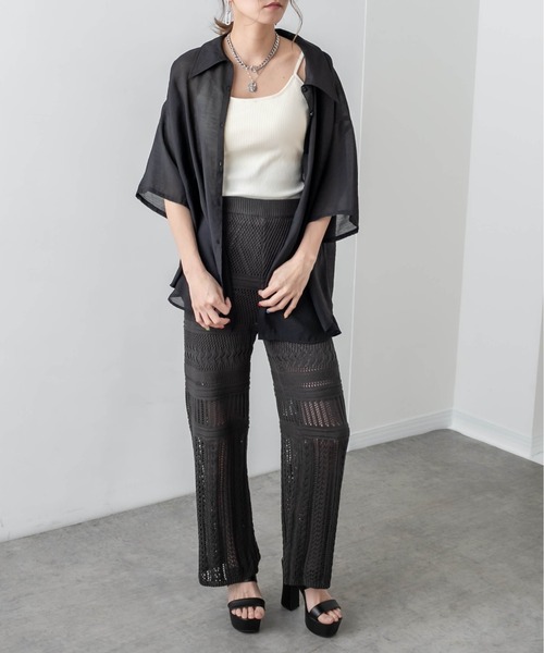 RASVOA（ラスボア）の「【WEB限定】クロシェストレートパンツ（その他パンツ・レディース・アイボリー/ブラック・FREE）」の8枚目の写真