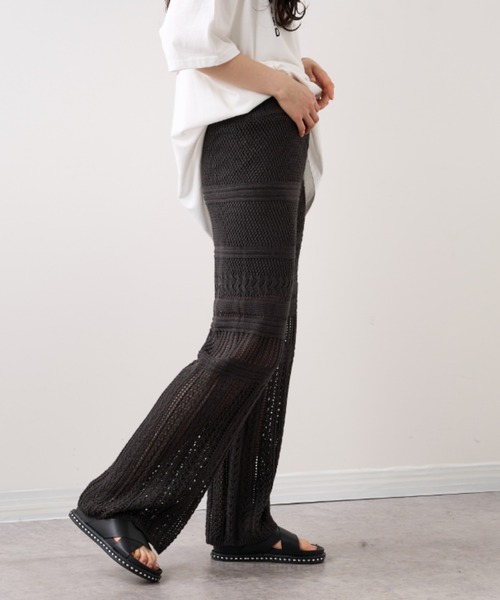 RASVOA（ラスボア）の「【WEB限定】クロシェストレートパンツ（その他パンツ・レディース・アイボリー/ブラック・FREE）」の9枚目の写真