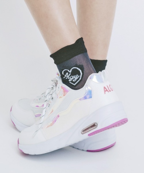 写真1枚目ALGY厚底シューズ アルジー 厚底 スニーカー キッズ 女の子 おしゃれ かわいい 子供 靴 ローカット 黒 ブラック 白 ホワイト サックス algy A1GG115