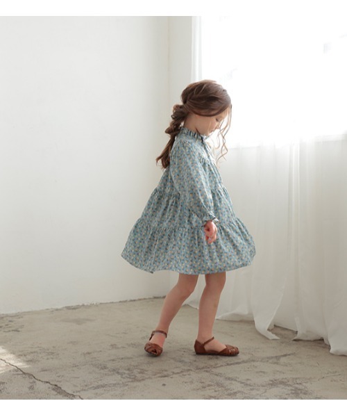StompStamp（ストンプスタンプ）の「Coquette コケット　C131004 ｽﾀﾝﾄﾞﾌﾗﾜｰOP（ワンピース・キッズ・ブルー・100cm/80ｃｍ/120cm/130cm/110cm/90cm）」の3枚目の写真