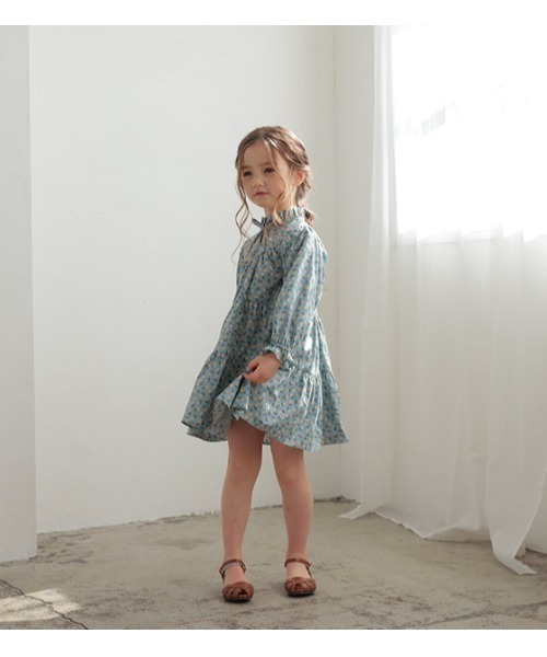 StompStamp（ストンプスタンプ）の「Coquette コケット　C131004 ｽﾀﾝﾄﾞﾌﾗﾜｰOP（ワンピース・キッズ・ブルー・100cm/80ｃｍ/120cm/130cm/110cm/90cm）」の7枚目の写真