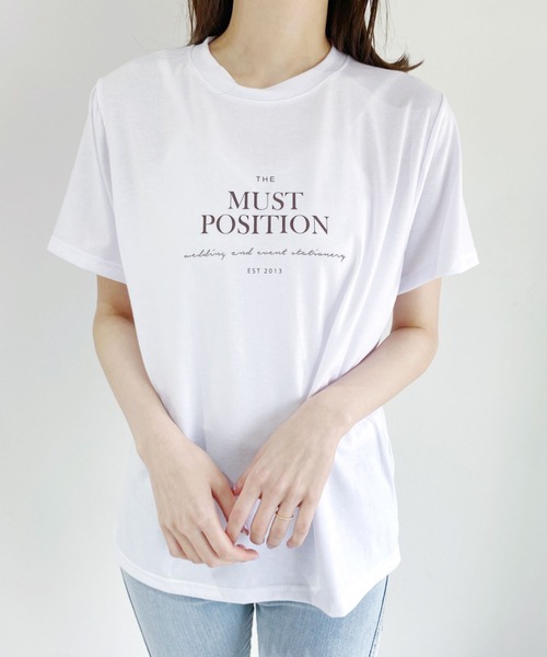 CLEA（クレア）の「center logo tee（Tシャツ/カットソー・レディース・ホワイト/ブラウン/グレイッシュベージュ・FREE）」の6枚目の写真