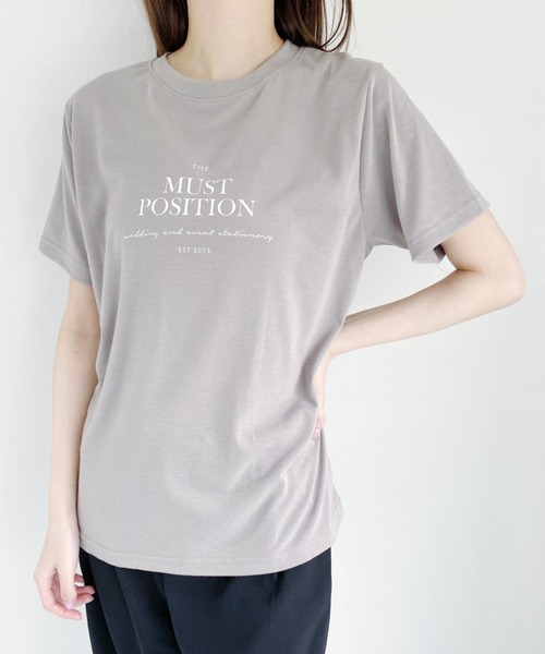 CLEA（クレア）の「center logo tee（Tシャツ/カットソー・レディース・ホワイト/ブラウン/グレイッシュベージュ・FREE）」の16枚目の写真