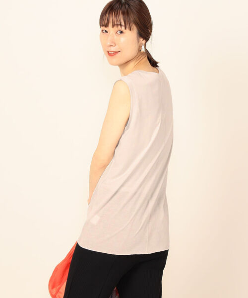 NOLLEY’S（ノーリーズ）の「ドライ天竺ノースリーブロゴTシャツ（Tシャツ/カットソー・レディース・オフホワイト/ブラック/ベージュ・FREE）」の19枚目の写真