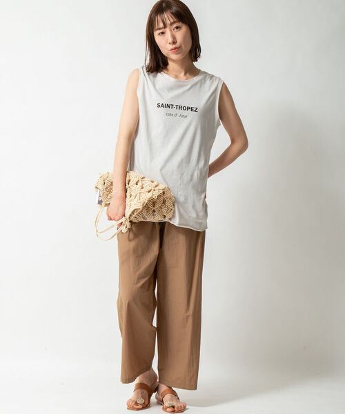 NOLLEY’S（ノーリーズ）の「ドライ天竺ノースリーブロゴTシャツ（Tシャツ/カットソー・レディース・オフホワイト/ブラック/ベージュ・FREE）」の6枚目の写真