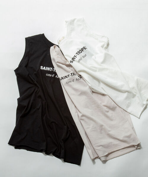 NOLLEY’S（ノーリーズ）の「ドライ天竺ノースリーブロゴTシャツ（Tシャツ/カットソー・レディース・オフホワイト/ブラック/ベージュ・FREE）」の7枚目の写真