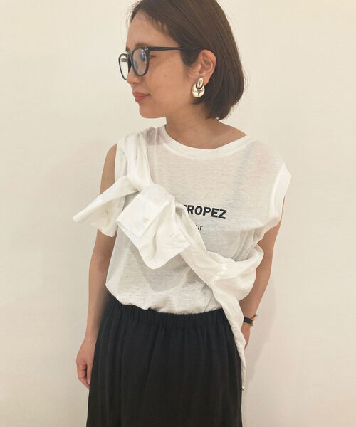 NOLLEY’S（ノーリーズ）の「ドライ天竺ノースリーブロゴTシャツ（Tシャツ/カットソー・レディース・オフホワイト/ブラック/ベージュ・FREE）」の8枚目の写真
