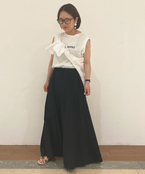 NOLLEY’S（ノーリーズ）の「ドライ天竺ノースリーブロゴTシャツ（Tシャツ/カットソー・レディース・オフホワイト/ブラック/ベージュ・FREE）」の9枚目の写真