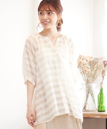 MATCH&more | シアーチェックギャザーブラウス(シャツ/ブラウス)