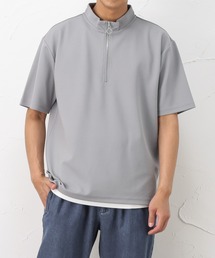 URBAN COLLECTION | カルゼポンチ素材 冷感機能付き ハーフジップアンサンブル半袖Tシャツ(Tシャツ/カットソー)